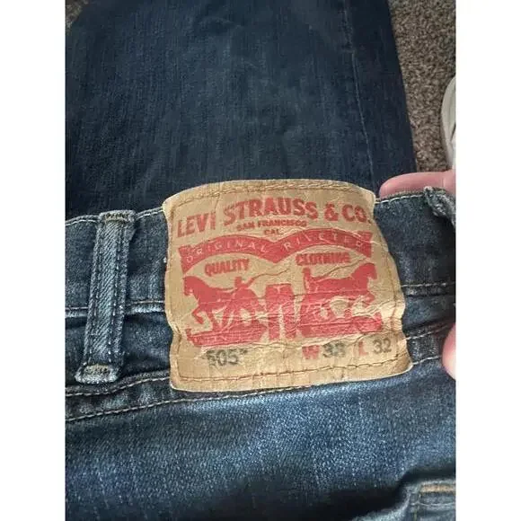 Levi's 505 Men's Blue Denim Jeans W36 L32 - Picture 3 of 5